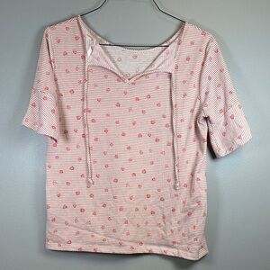 LC Lauren Conrad Pink Floral Striped Top Women’s Large